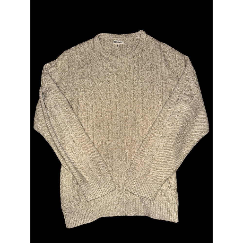 Goodthreads Sweater Beige Fisherman Cable Knit Crewneck Long Sleeve XXXL Tall